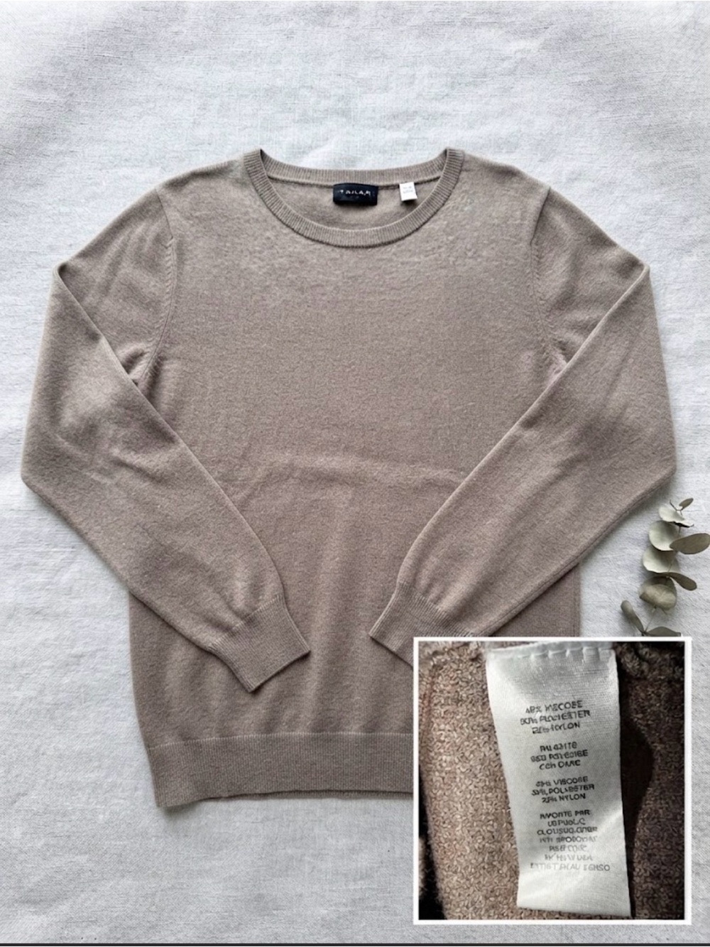 Tahari Women's Crewneck Sweater in Light Taupe